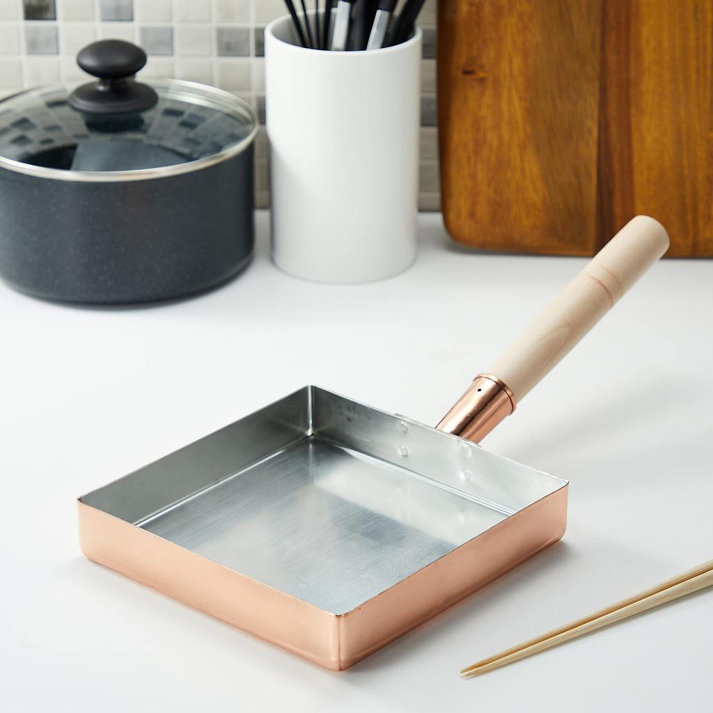 Endo Shoji TKG Tamagoyaki Frying Excellent Copper Heat Conduction Ensures Evenly Cooked Eggs for Deliciously Fluffy Gas 180mm W X 180mm D X 33mm
