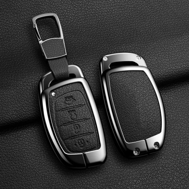 Zinc Alloy Leather Car Key Holder For Hyundai Tucson Elantra Creta Sonata Ix35 Ix45 I40 I30 I20 I10 Ioniq Accent Creata Key Fob