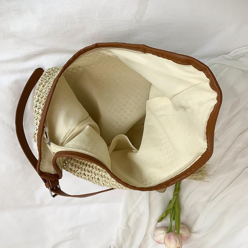 Dámské ručně tkané slaměné kabelky Bohemská taška přes rameno Crossbody peněženka Ratanová plážová taška Letní psaníčko Ležérní boho tašky pro venkovní použití