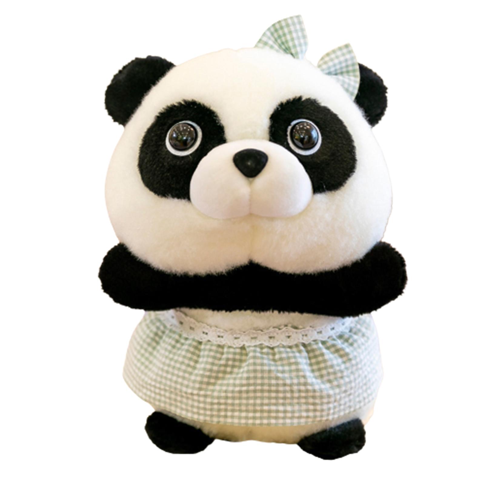 

Panda With Dress Plushy With Q Version Cuddly Animal Toys Sleeping Pillow Toy зелений