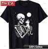 Halloween Skeleton Cat Skull Kitty Cute Halloween Graphic Printed Short Tshirt Punk TShirts Tees for Weekend Style TShirt Unisex