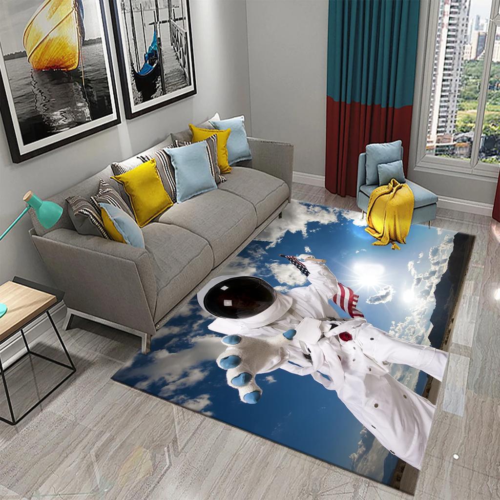Astronaut Carpet Galaxy Universe Outer Space Moon Floor Mat Non Slip Rugs Door Mat Carpet for Living Room Bedroom Home Decor