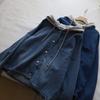 [Bi Zheng] 2025 Korean Style Patchwork Hoodie: Women's Two-Piece Loose Denim Shirt