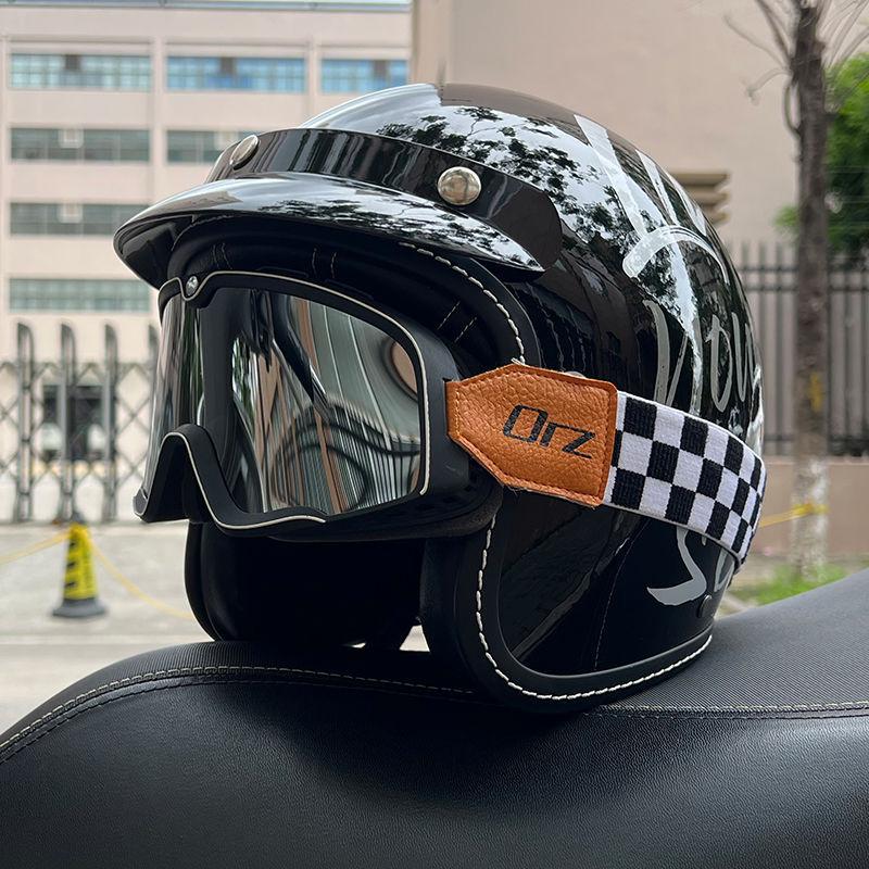 Retro Motorcycle Helmet Men's and Women's Electric Vehicle Scooter 3/4 Half Helmet