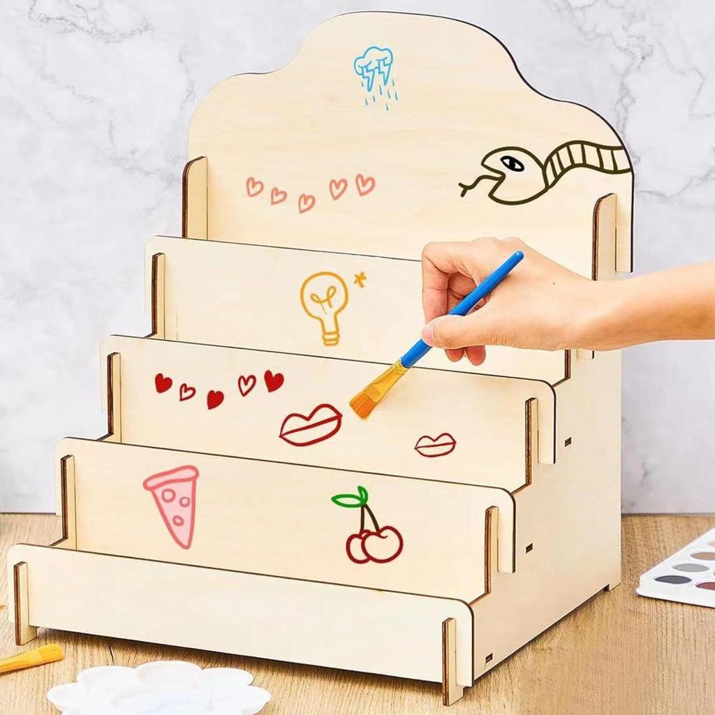 Card Display Holder Multi Tier Wooden Greeting Stand Comic Book Retail Table