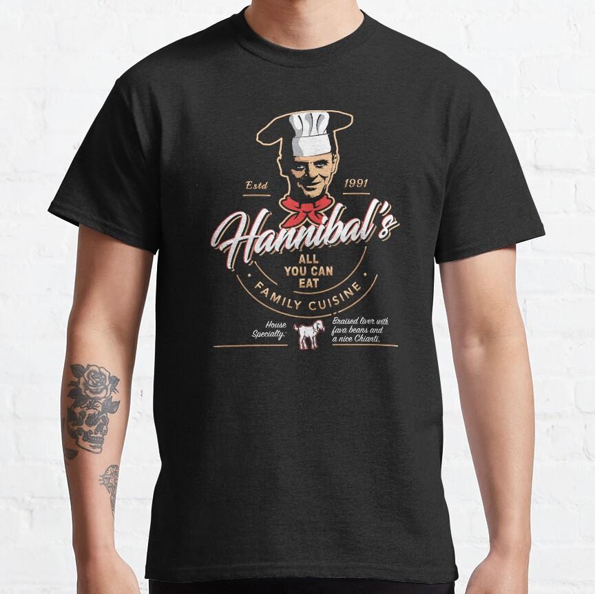 Dr. Lecters Gourmet-Dinner Hannibal Schweigen der Lämmer 100% Baumwolle Rundhals Lecter Mads Horror Hannigram T-Shirt für Männer