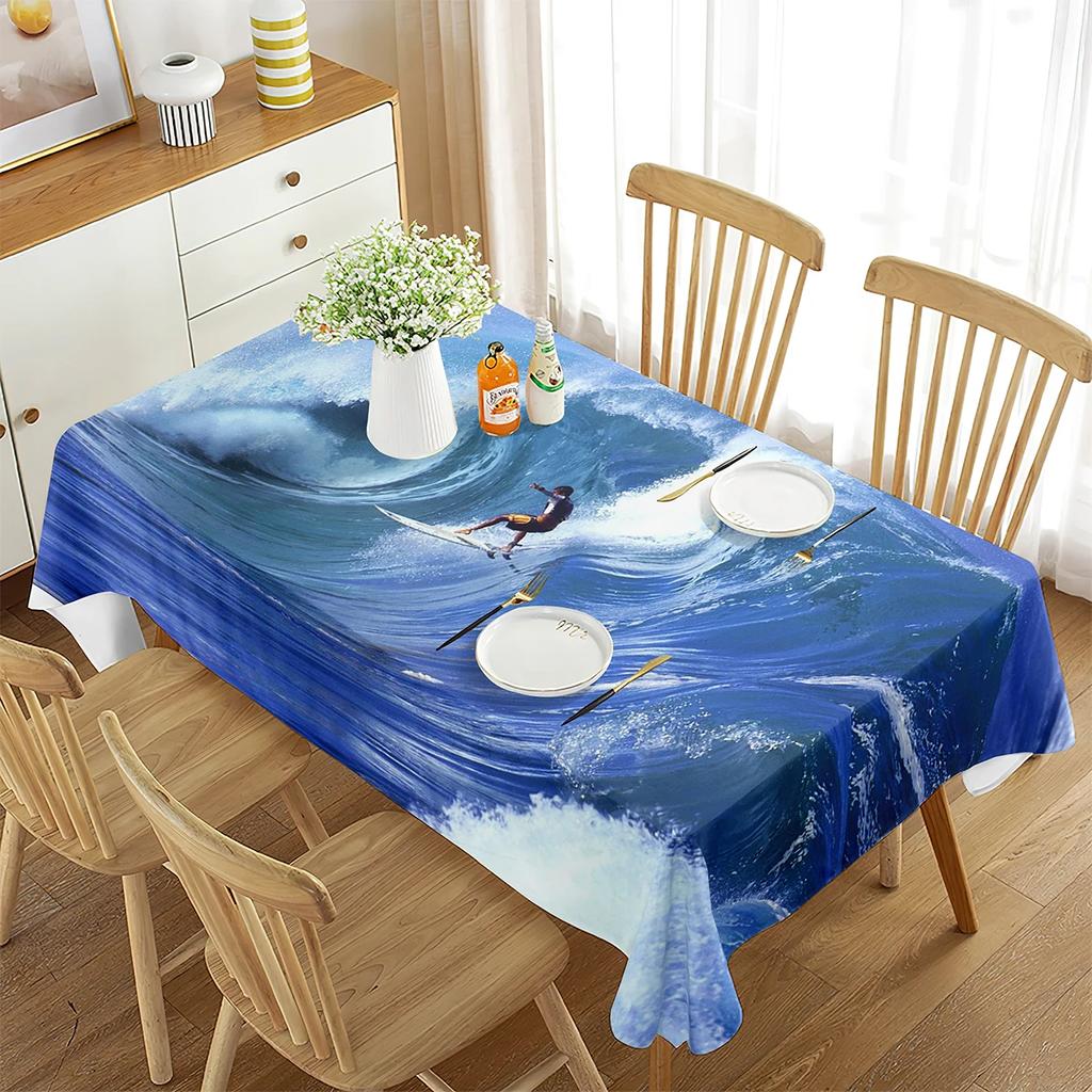 Surfing Extreme Outdoor Sport Pattern Tablecloth Rectangular Tablecloth Dining Room Banquette Kitchen Outdoor Picnic Decoration