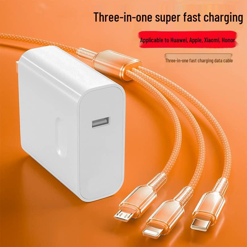 3-in-1 Fast Charging Cable: Compatible with Apple, Huawei, Xiaomi - Type-C Plug