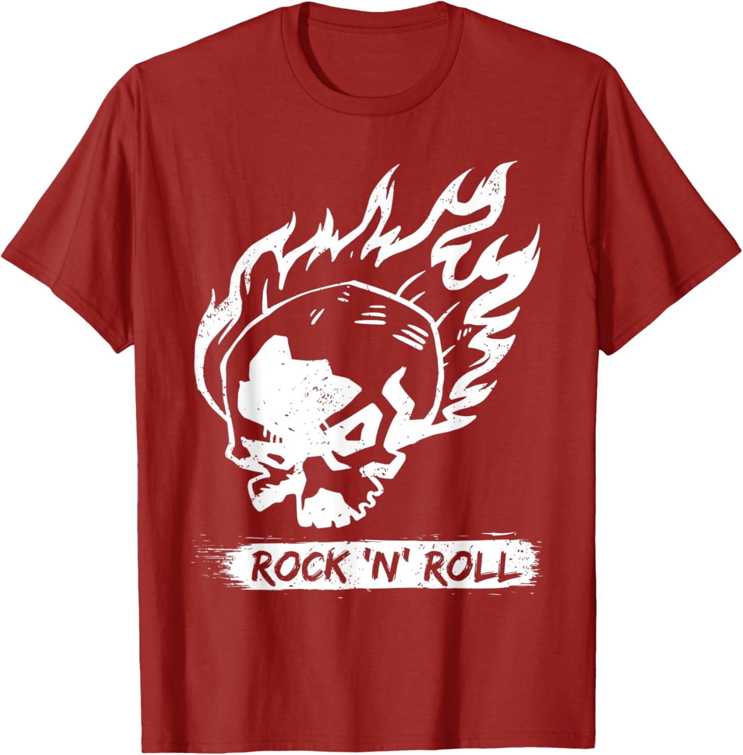 Хипстерская футболка с принтом  Пылающий Череп Rock N Roll , повседневная, хлопковая, с коротким рукавом S