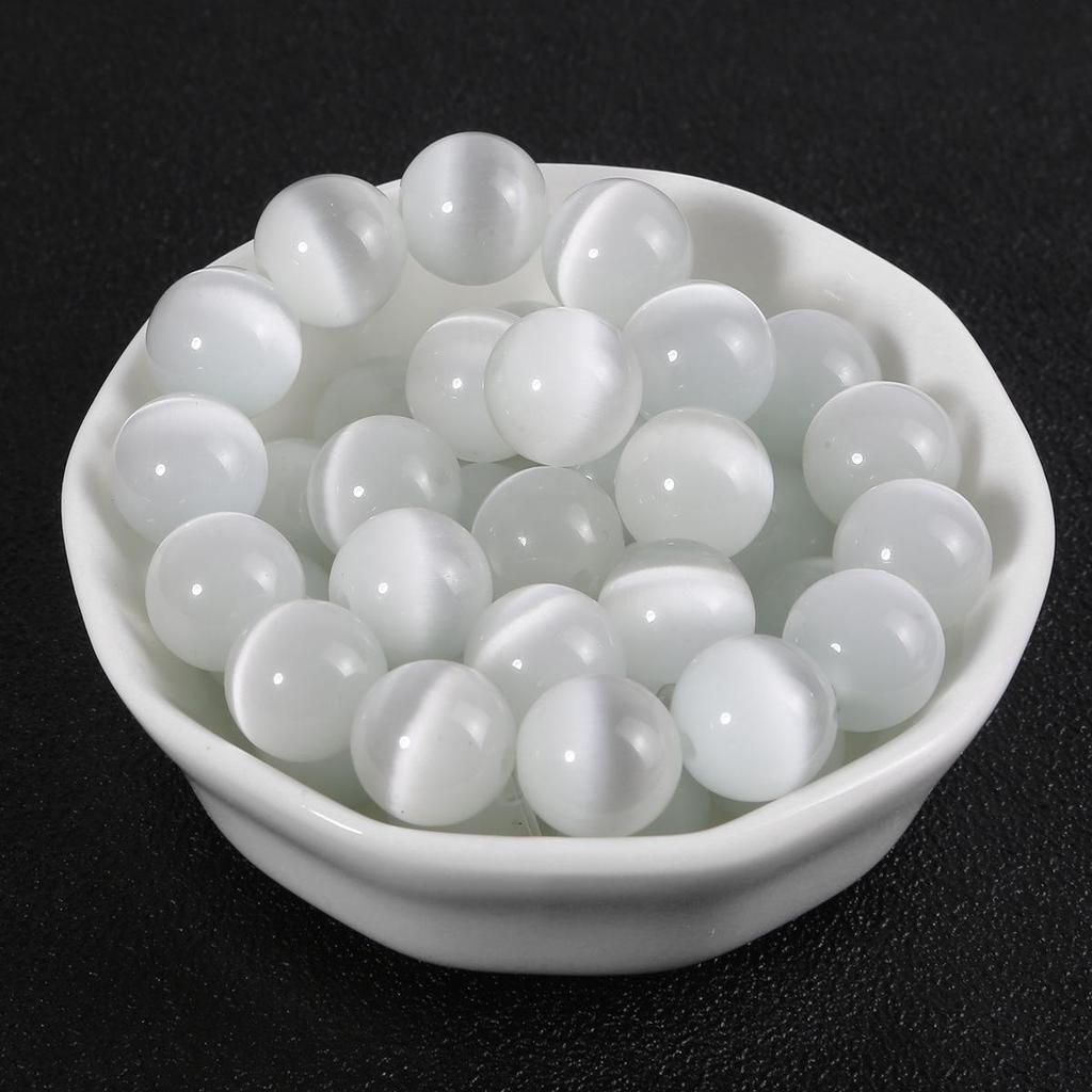 Weiße Katzenaugenstein lose Perlen (4-12MM) für DIY Armband, Halskette, Haarnadel, Ohrringe