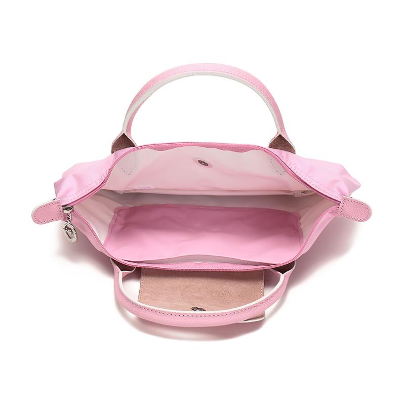 Longchamp Le Pliage Club 23 Solid Color Short Handle Foldable Fabric Canvas Tote Bag Women tote bag Pink 1621619P36