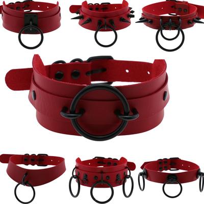Collar gargantilla DIEZE Vintage Gótico Rojo de Piel PU para Mujer Harajuku Gótico Negro Collar Llamativo Joyería para Hombre