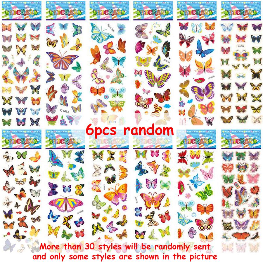 

6/12/24pcs Butterfly Bubble Stickers Cartoon Self-adhesive Graffiti Stickers for Laptop Luggage Student Reward Stickers