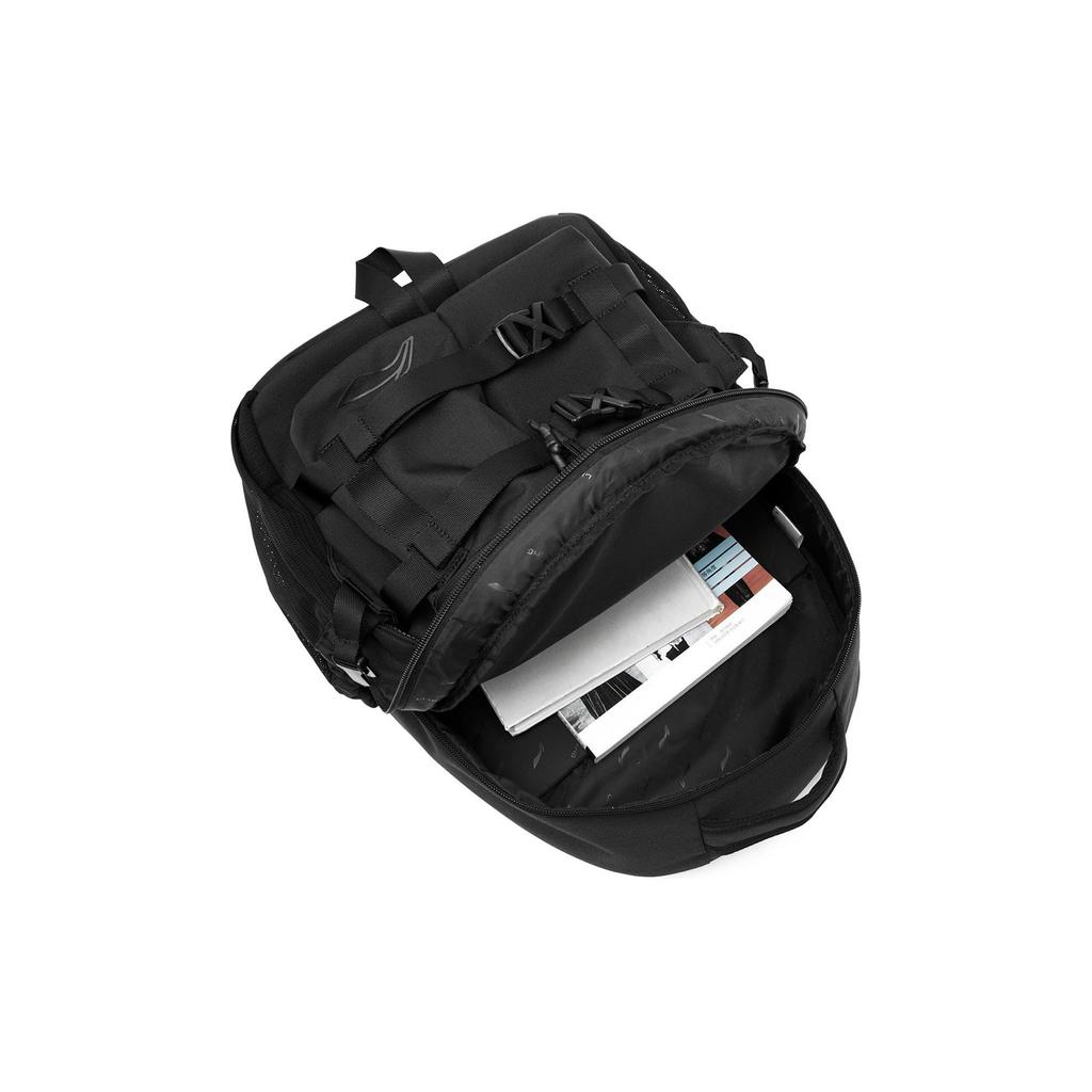 Li Ning Sports Lifestyle Series Water-Resistant Eco-Friendly Zipper Closure Polyester Sports Backpack Unisex Backpack Black ABSU159-1