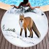 Kawaii Fox Round Beach Towel,Wild Animal Print Beach Blanket,Soft Woodland Animal Themed Rustic Fox Print Pool Towel Picnic Mat