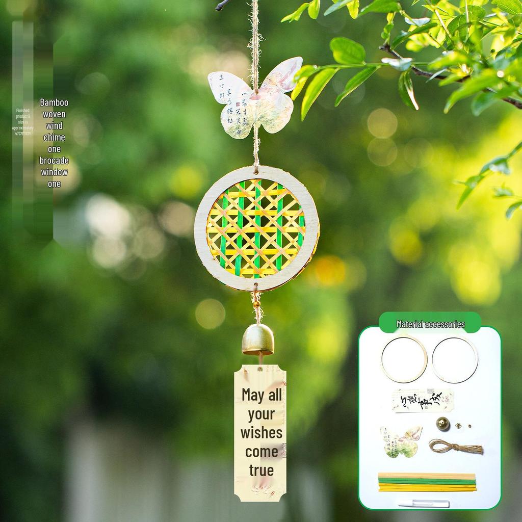 Handmade Dragon Boat Festival Bamboo Wind Chime and Paper Kite Bell Pendant Kit