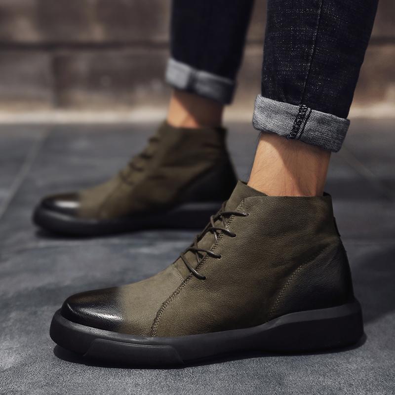 Fashion 2024 Winter Hot Selling Men's Business Short Boots Soft Soles Soft Surfaces Men's Leather Casual Shoes Cotton Ankle Boots