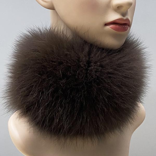

Зимняя лисья меховая манишка высокого качества вязаная Натуральная пушистая повязка на голову модный шарф-кольцо One Size коричневый