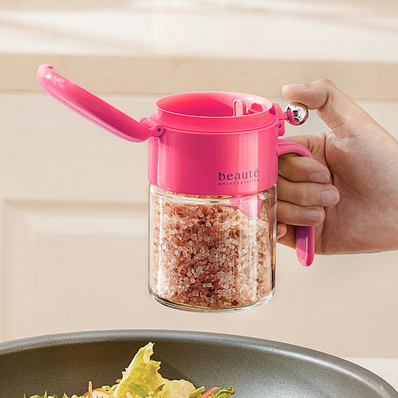 Seasoning Organizer Jars, Glass Containers, Airtight Lid Design, Built-In Spoon Dispenser, Spices Bottles For Pantry Drawer