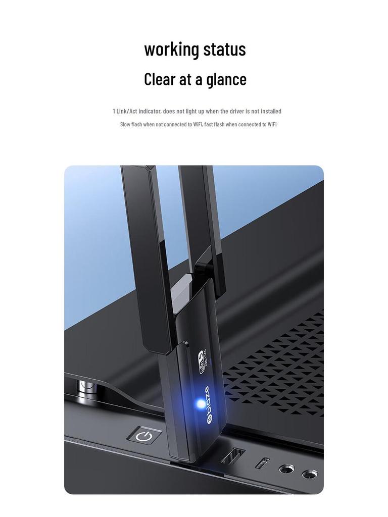 Biaz USB Wireless Network Adapter, Driver-Free AC650M Dual-Band 5G with External Antenna