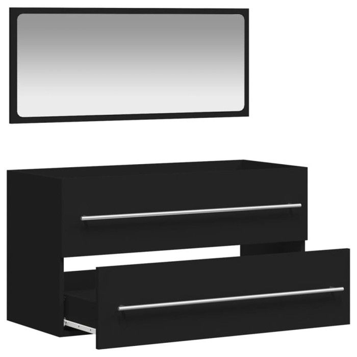 VidaXL Armoire de salle de bain avec miroir noir bois d'ingénierie 833880