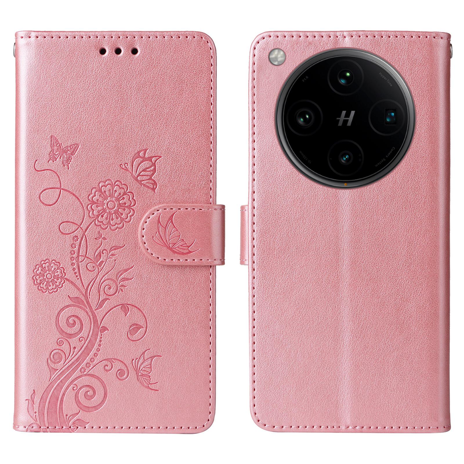 

Для Oppo Find X8 Pro 5G Шкіряний чохол Метелик Квітковий відбиток Гаманець Підставка Кришка Pink