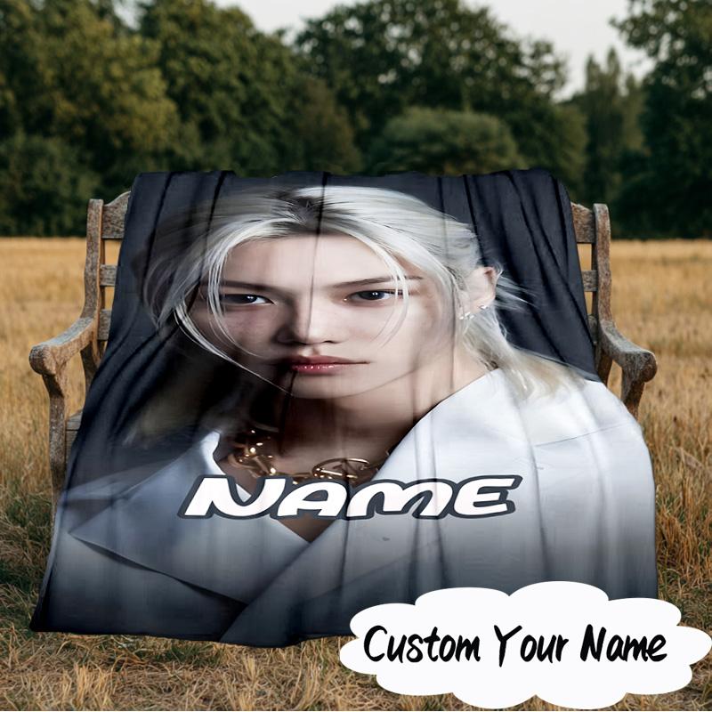 Custom Name K-pop Idol Collage Blanket Ideal Bedding Blanket Perfect for Travel, Camping, Living Rooms, Offices, Sofas, Fan Christmas gift