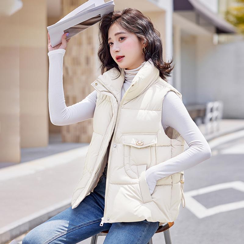 

Новая женская легкая куртка без рукавов со стойкой, высокого качества, однотонная, утолщенная, теплая, спортивная и повседневная, свободная хлопковая куртка M