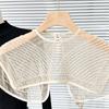 Perspective Sheer Mesh Mini Capelet Women Pearls Beading Fake Collar Shawl Scarf