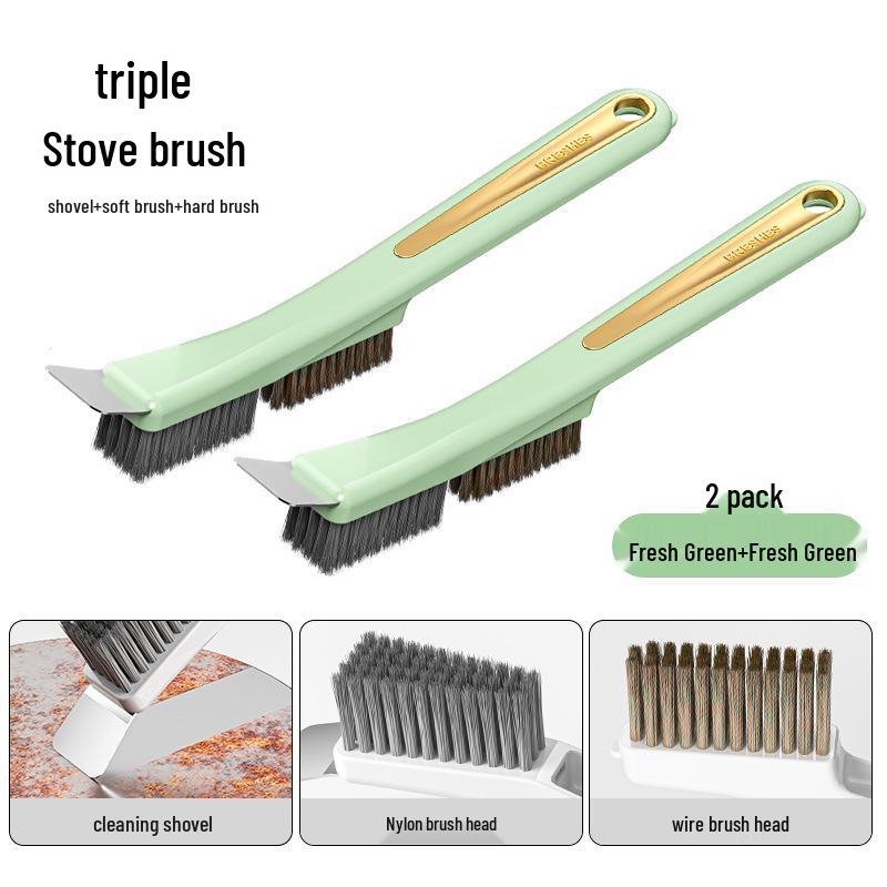 Multifunctional Kitchen Stove Gap Cleaning Brush with Long Handle & Steel Wire for Stain Removal