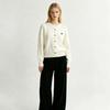 Womens Winter Knit Cardigan With Heart Buttons Soft Round Neck Casual Elegant Sweater