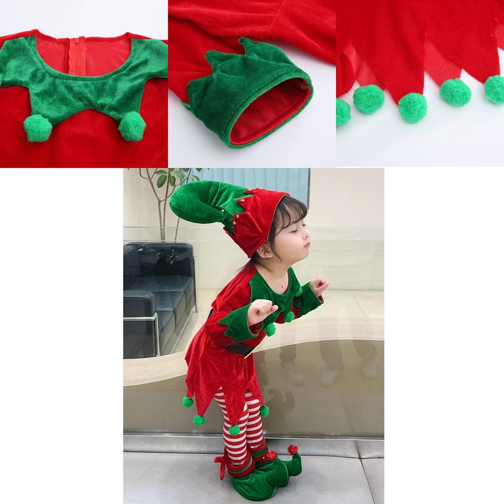 Stunning Christmas Elf Toddler Cosplay Costume With Shoes Stockings