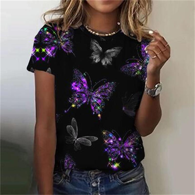 New Women's 3D Printed Short Sleeve T-shirt Women's Valentine's Day Fashion Top Love T-shirt Cute Small Fresh Tees Clothing