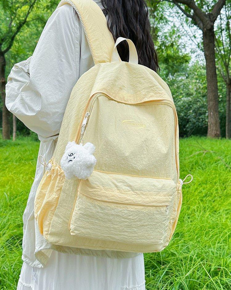 Schoolbag Pink Simple Backpack Female Student Schoolbag Large Capacity Japanese Ins Wind Backpack Cute Plush Pendant Versatile