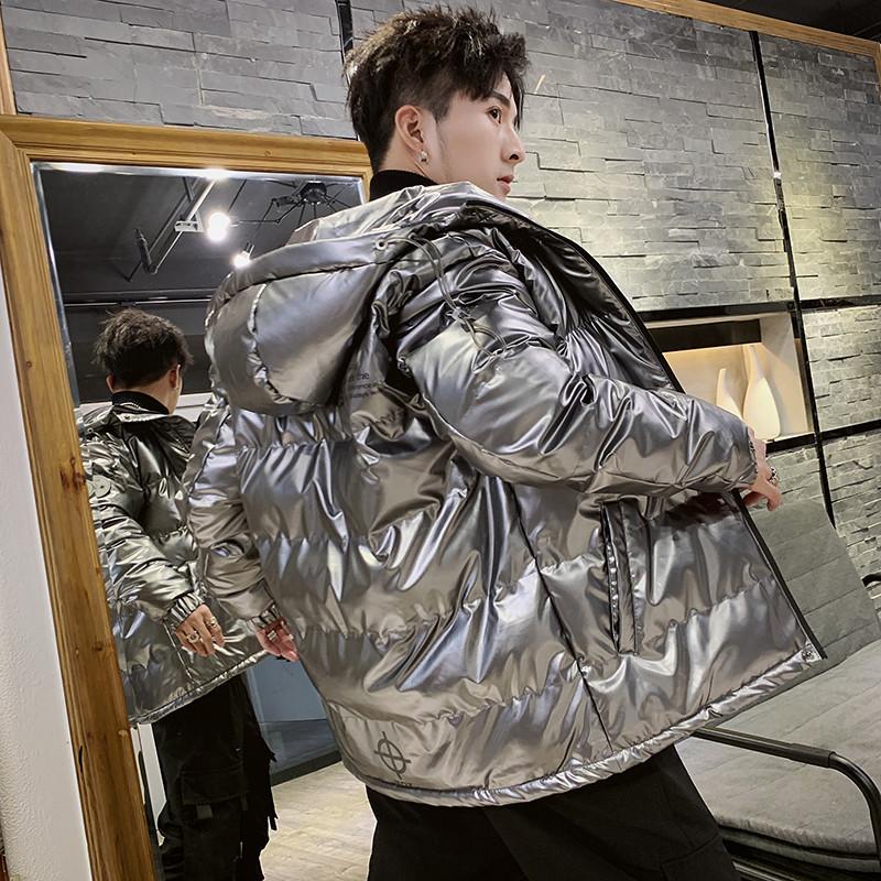Autumn and Winter New Men's Bread Cotton-padded Jacket Fashion Korean Version of Loose Cotton-padded Jacket Bright Face Hooded Cotton-padded Coat