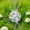 Sun Moon Stars Patchwork BFF Heart Necklace for Best Friends Forever