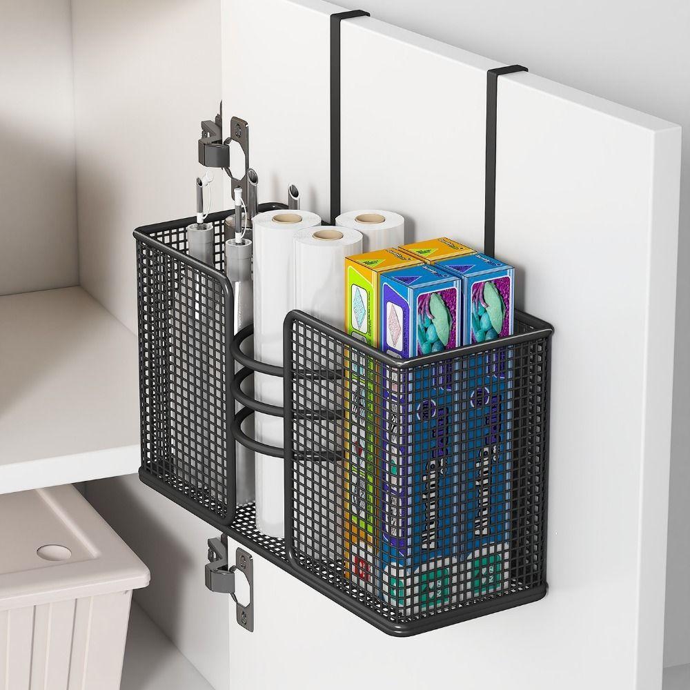 Wall Mounted Hair Dryer Storage Holders No-Drill Comb Curling Storage Rack Cabinet