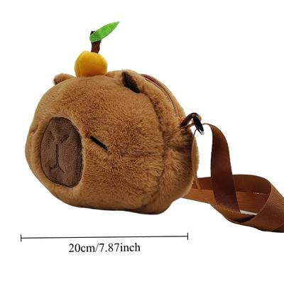 Plush Capybara Shoulder Bag Lovely Orange Capibara Soft Toy Cute Thing Kawaii Stuffed Doll Change Purse School Bag Birthday Gift