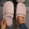 Bling Crystal Fluffy House Slippers for Women Winter 2025 Indoor Cozy Warm Fur Slippers Woman Flat Non Slip Plush Home Slides