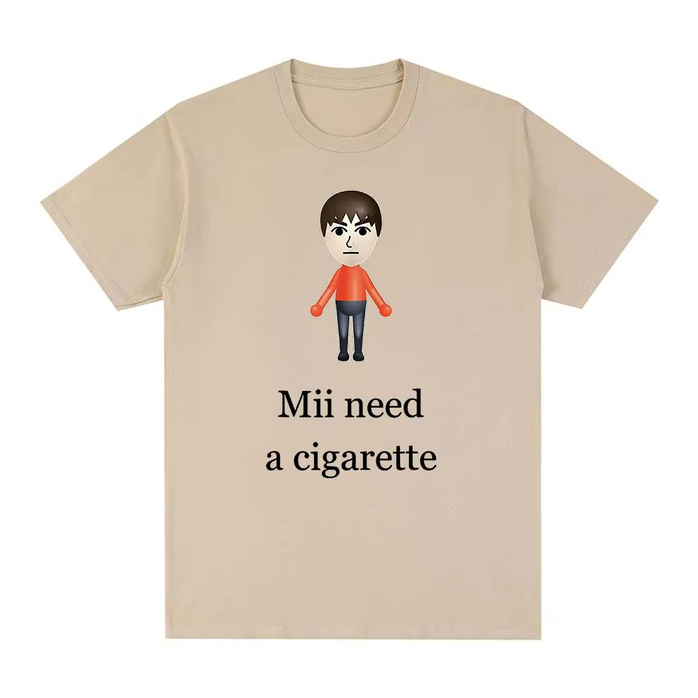 

Смішна футболка Mii Need A Cigarette Чоловіча мода Футболки з коротким рукавом Графічна футболка до Дня Барбершоп-квартету Оверсайз Унісекс L