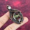 Dragon Bloodstone Gemstone Pendant Copper Wire Wrapped Rainbow Moonstone Jewelry