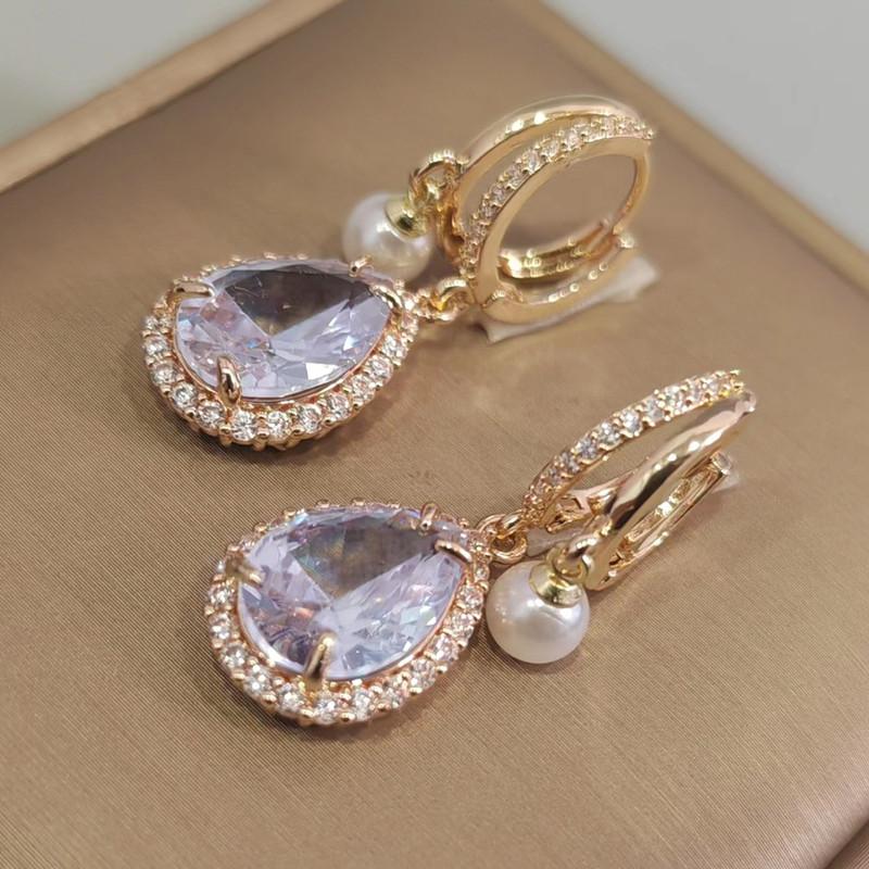 Luxuriöse weiße Tropfen Zirkon Ohrringe für Frauen 2023 neue Mode Hochzeit Verlobungsfeier Schmuck Zubehör