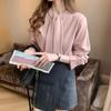 Fashion Long Sleeve Pink Blouse Shirt Women Tops Blouses J159