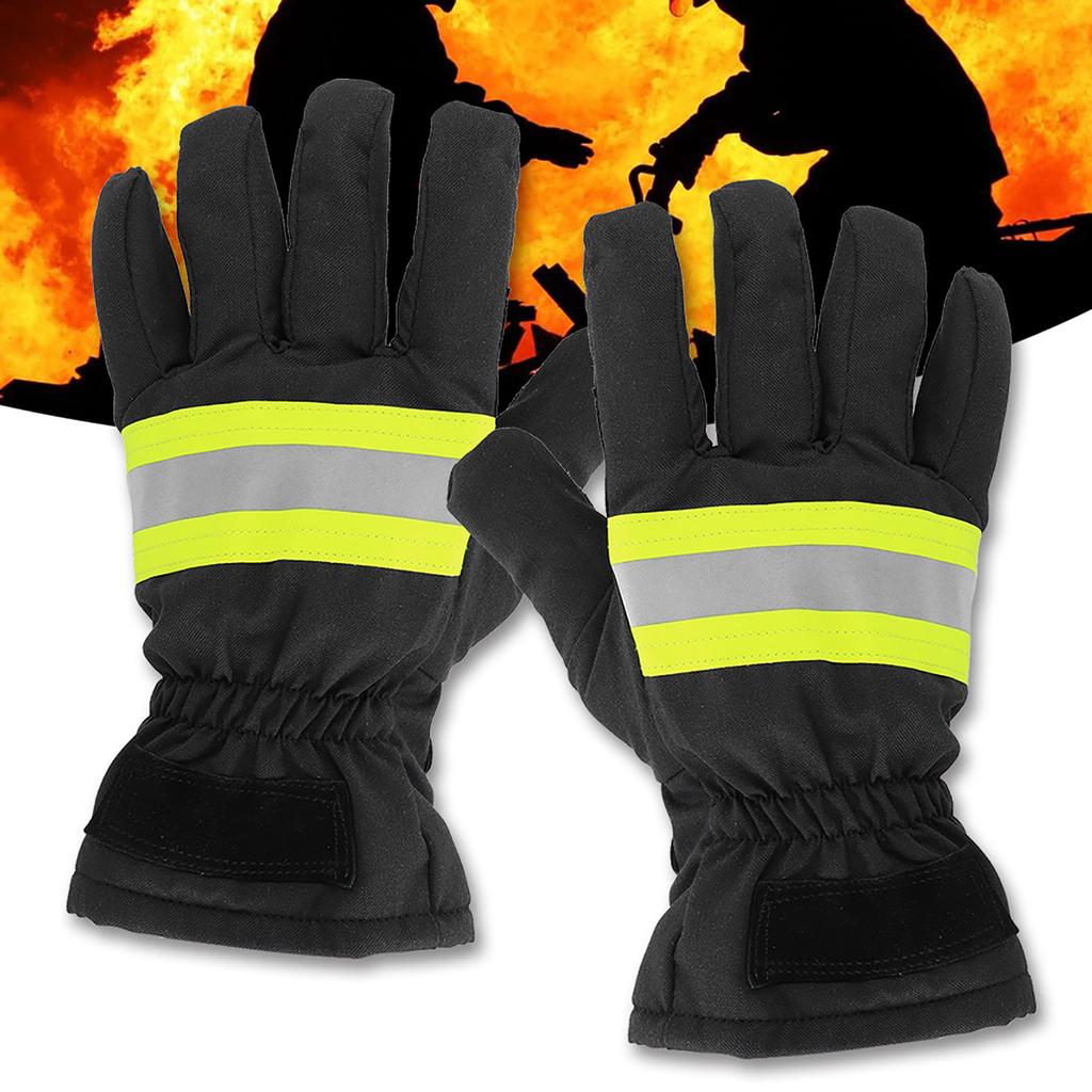 Flammhemmende Feuerwehrhandschuhe, hitzebeständig, wasserdicht, atmungsaktiv, Feuerwehr-Handschutzhülle, Schwarz und Gelb