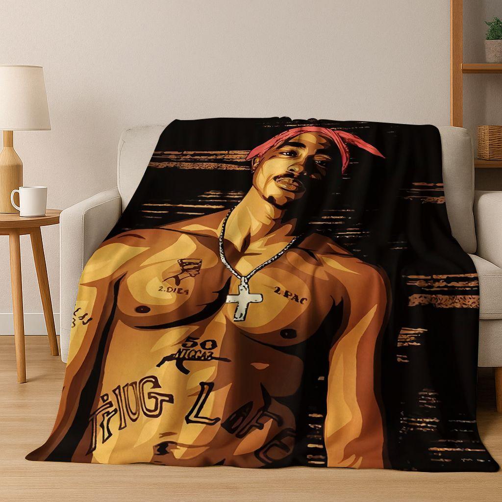 Tupac 2pac Rapper Eminem Hip Hop Rap God Art Flannel Blanket,Cozy Soft Throw Blanket for Home Bedroom Bed Sofa Cover Kids Gift