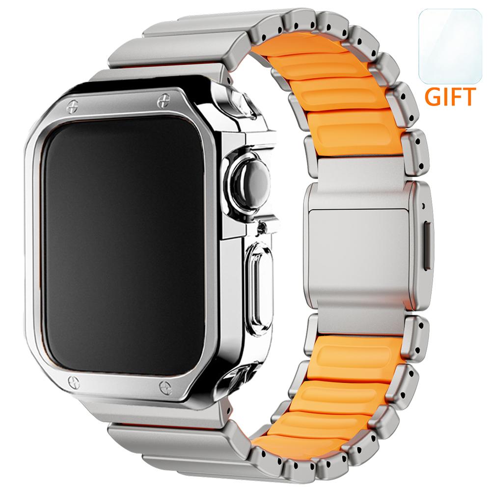 Cinturino in Titanio+Custodia in TPU per Apple Watch Ultra 3 2 49mm 46mm 45mm 44mm Braccialetto da Uomo d'Affari per iwatch 11 10 9 8 7 6 5 4 SE Cinturino