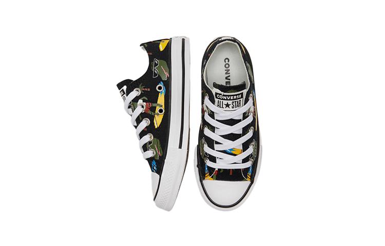 Converse Chuck Taylor All Star Canvas Abrasion Resistant Low Top Kids Canvas Shoes Black Green Yellow 671293C