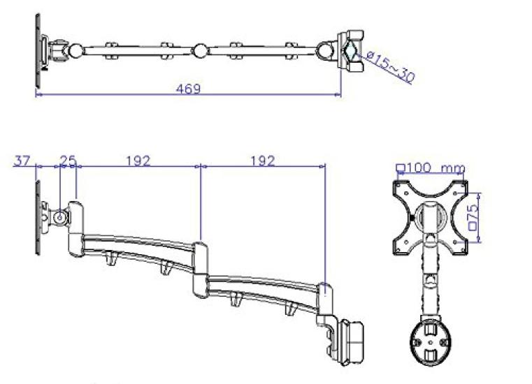Sanko Rare Item Shop Monitor Arm Pole Mount MARM1120W 4-Axis