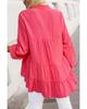 Azura Exchange Half Buttoned Ruffle Tiered Long Sleeve Blouse