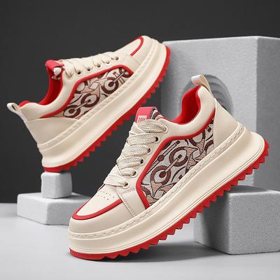 Splendide Nuove Sneakers Ricamate Color Block Suola Spessa Scarpe Casual con Aumento di Altezza e Resistenti Scarpe da Corsa da Uomo